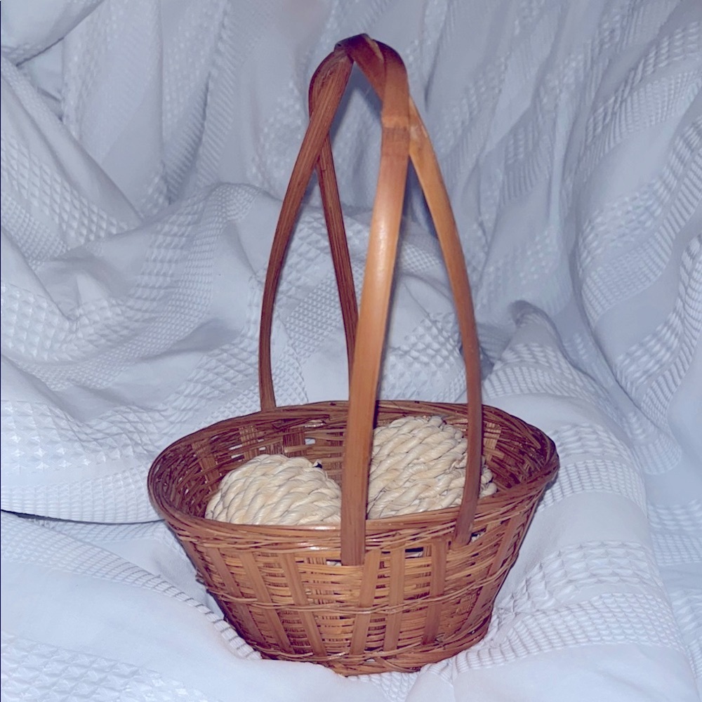 Brown Woven Basket Bag mini